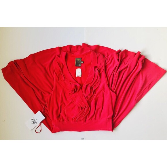 TAYLOR DRESS WOMENS SIZE 10 RED A LINE SLEEVELESS RUFFLE CHEST NEW W/DEFECT - Picture 11 of 12